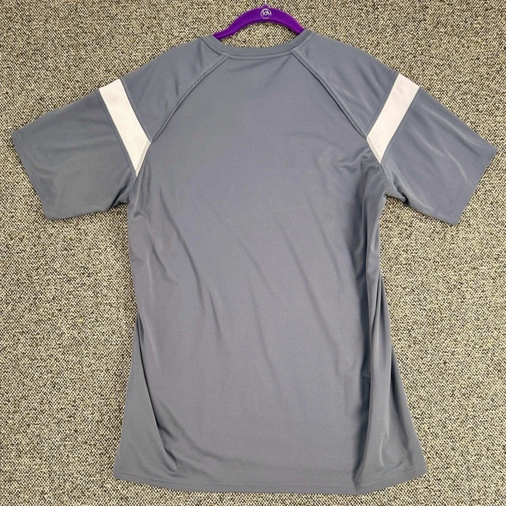 Nike FIT DRY Running Shirt Mens Large Gray Short Sleeve Mesh Training Tee